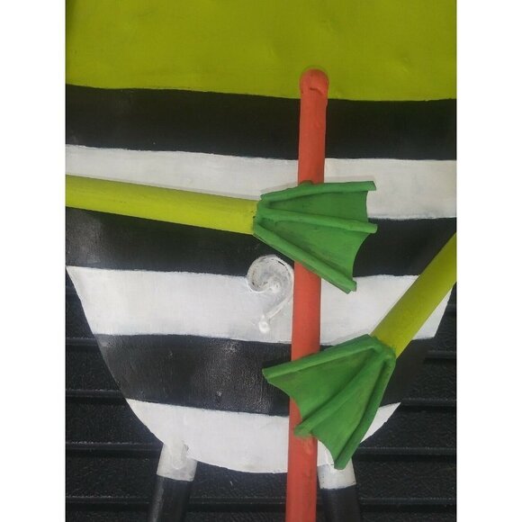 Garden frog sculpture 30" VTG Metal Lawn Yard Figurine hand-painted whimsical - Picture 5 of 12